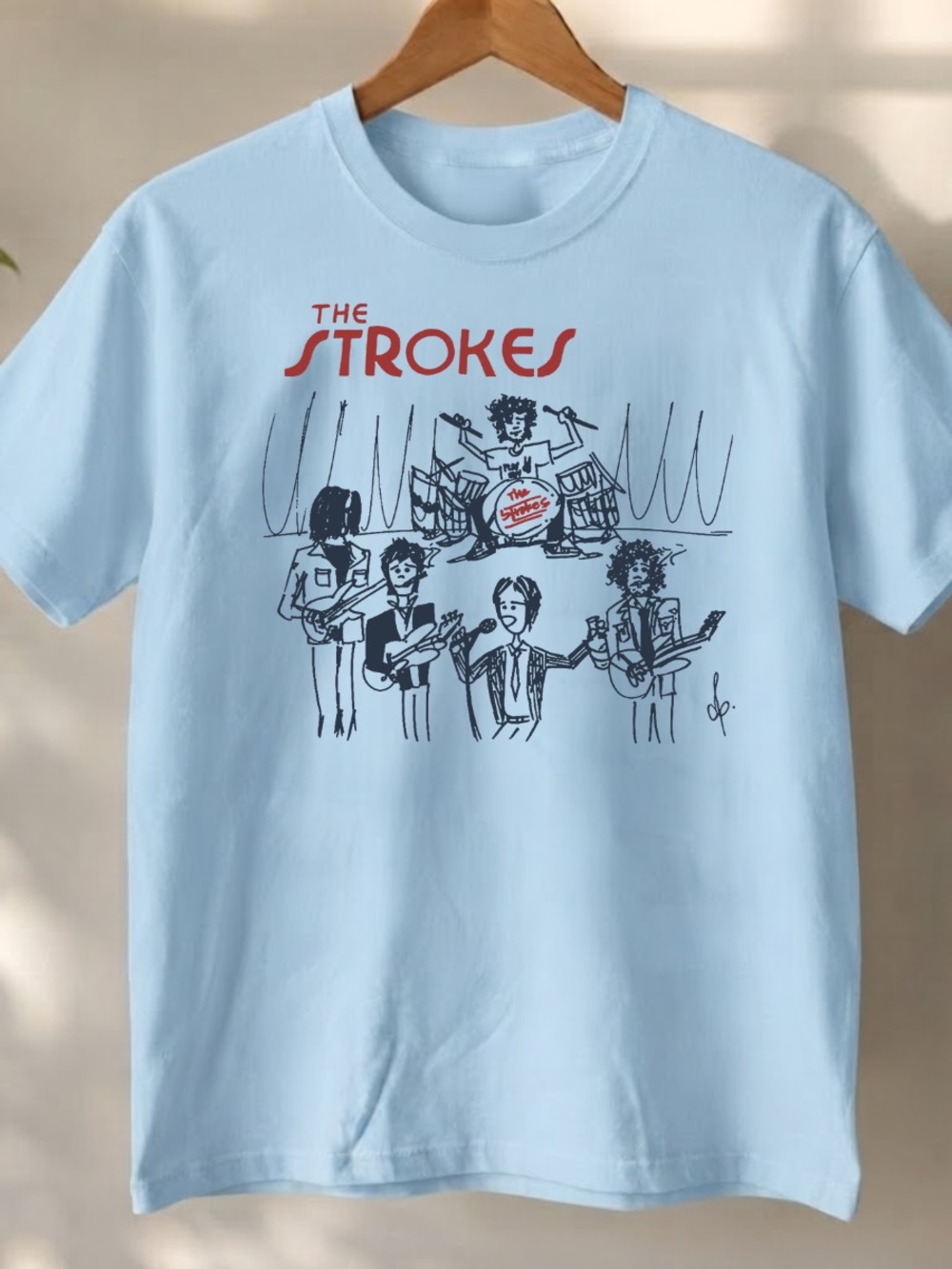 Gildan Light Blue "The Strokes" Band Graphic Tee
